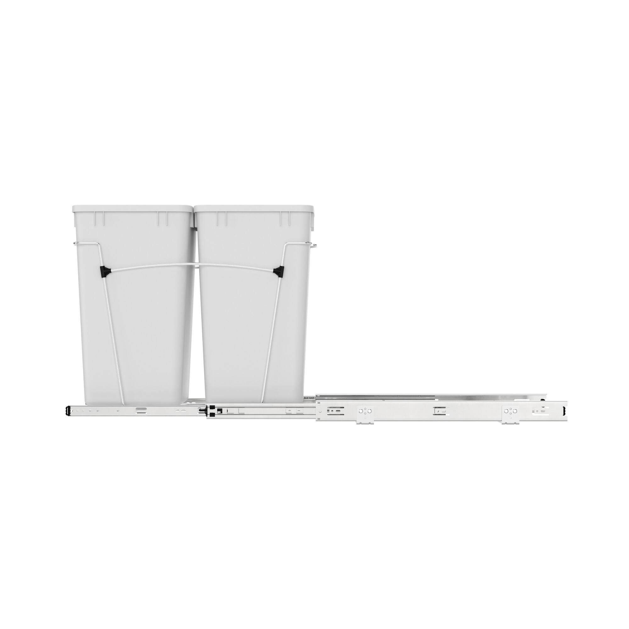 Alt View 7. Rev-A-Shelf - Rev-A-Shelf Double Pullout Trash Cans 27 qt. for Kitchen, White, RV-15KD-11C S - White.