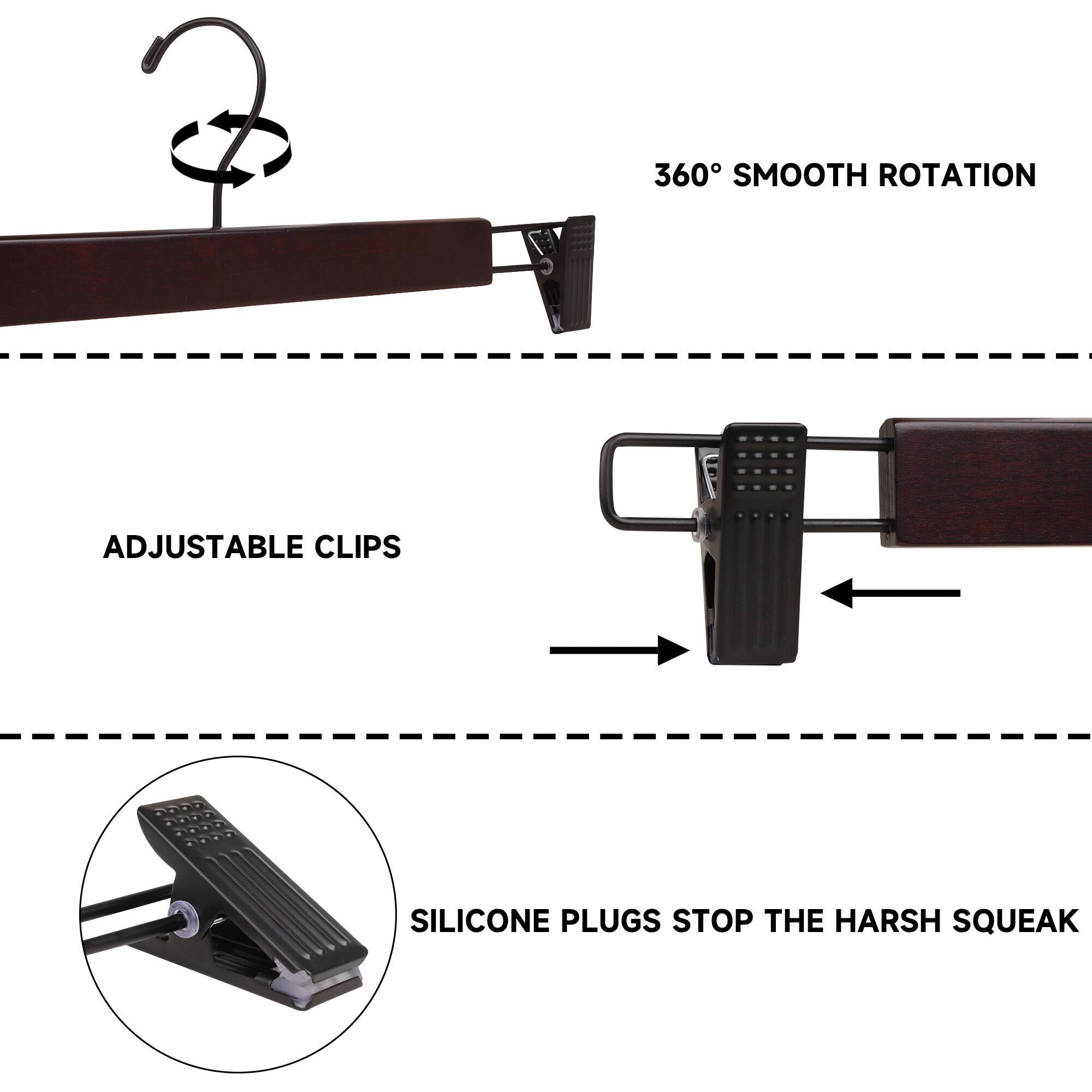 360° SMOOTH ROTATION

ADJUSTABLE CLIPS

SILICONE PLUGS STOP THE HARSH SQUEAK