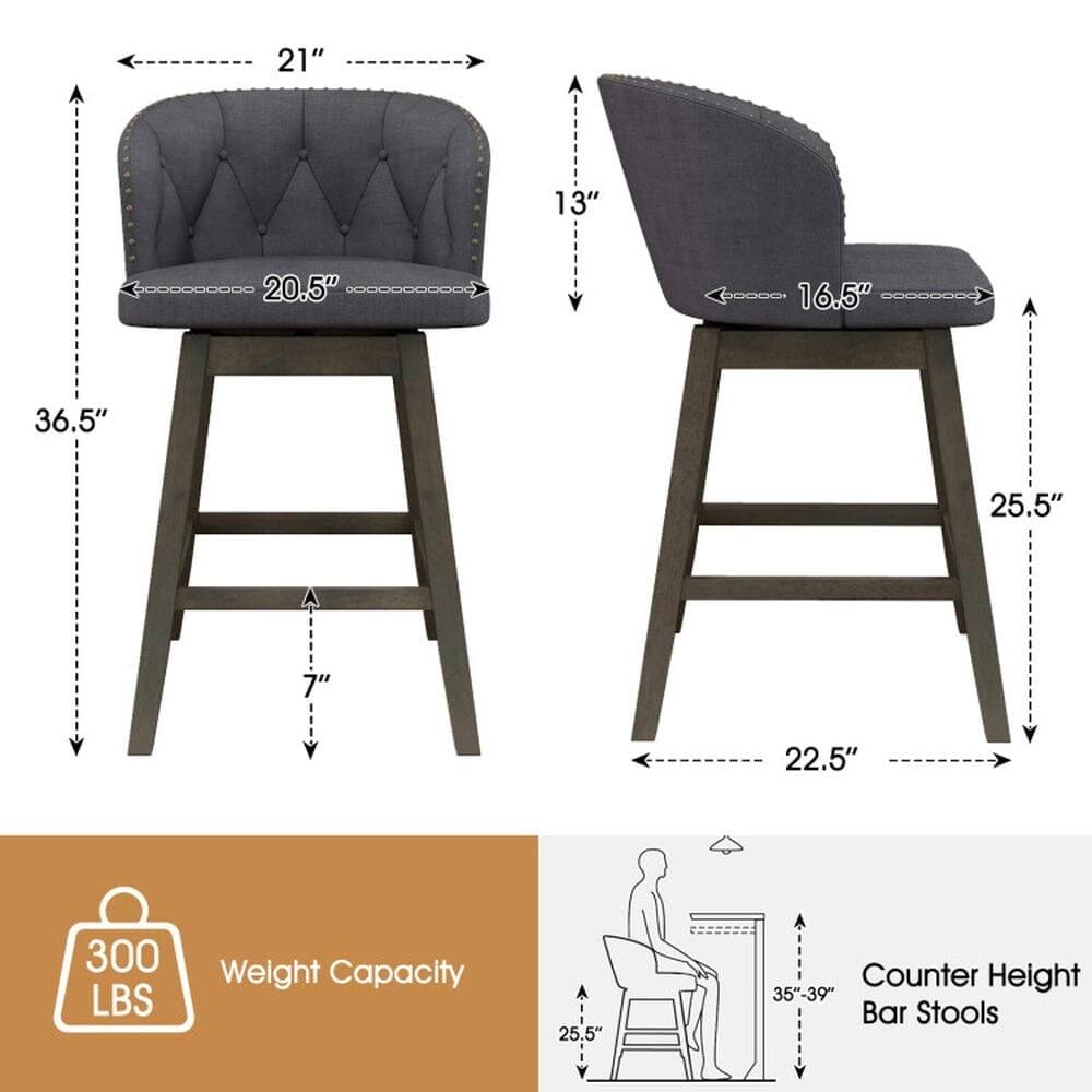 21" 13" 20.5" 16.5" 36.5" 25.5" 22.5" 300 LBS Weight Capacity 25.5" Counter Height 35"-39" Bar Stools