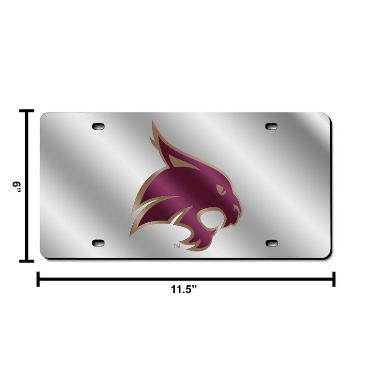 Alt View 4. Rico Industries - Texas State Bobcats Mirrored Laser Cut License Plate Laser Tag - Multi.