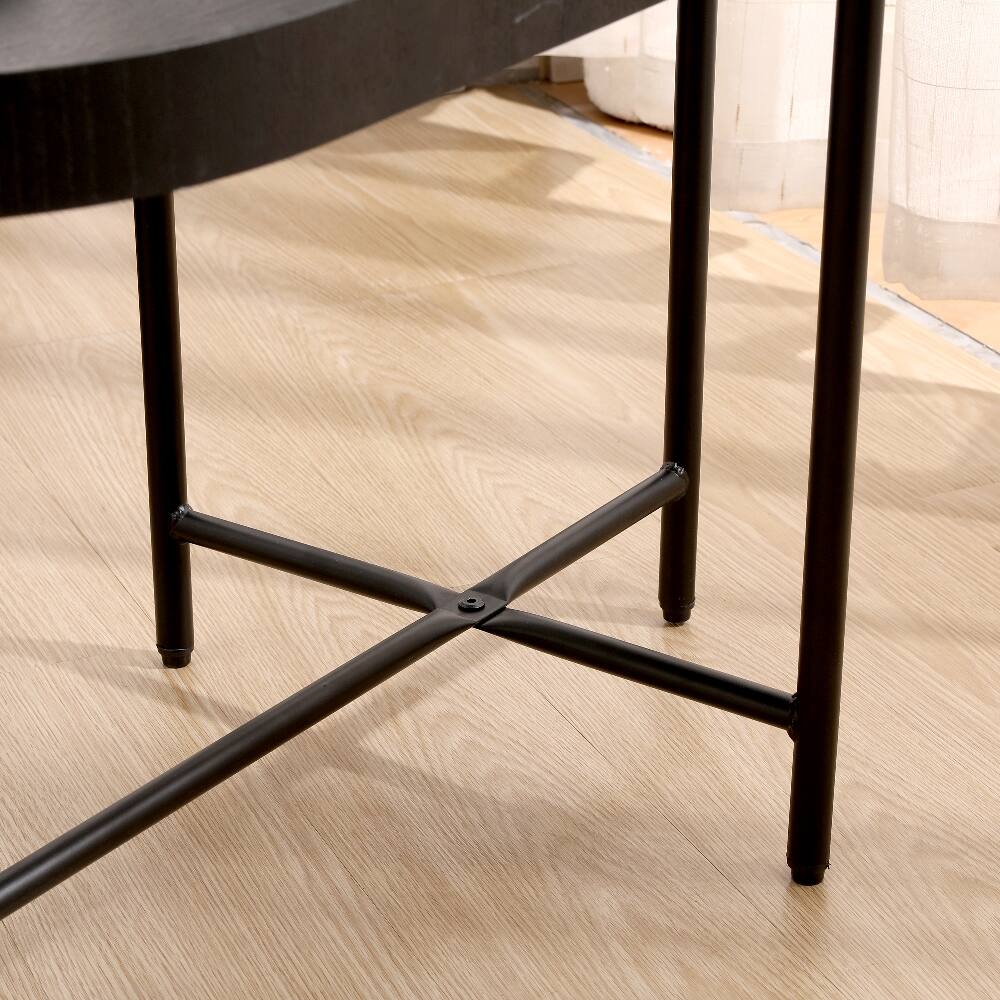 Alt View 7. Loheer - Loheer 2-Tier Black Side Table with Storage Metal Frame Wooden Desk End Table for Living Room - Black.