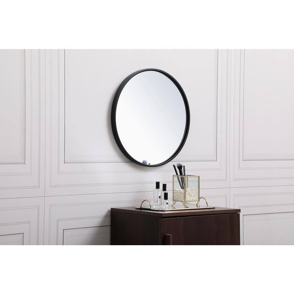Alt View 1. Elegant Decor - Metal frame round mirror 18 inch in Black - Black.