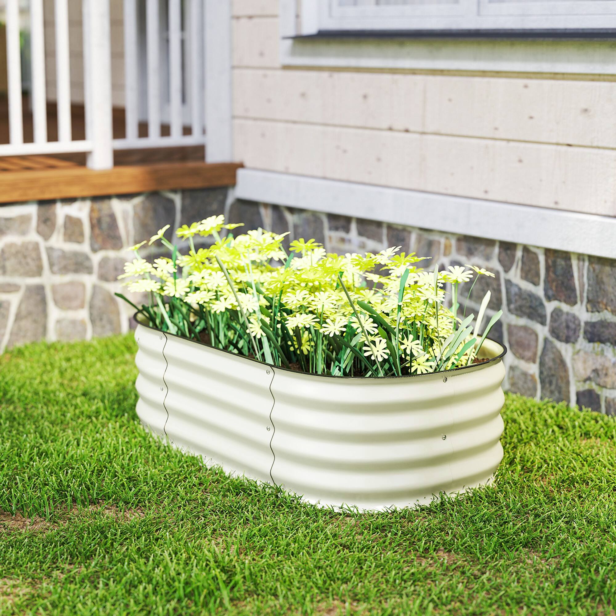 Alt View 7. Outsunny - x 2' x 1' Galvanized Raised Garden Bed Kit - Cream White.