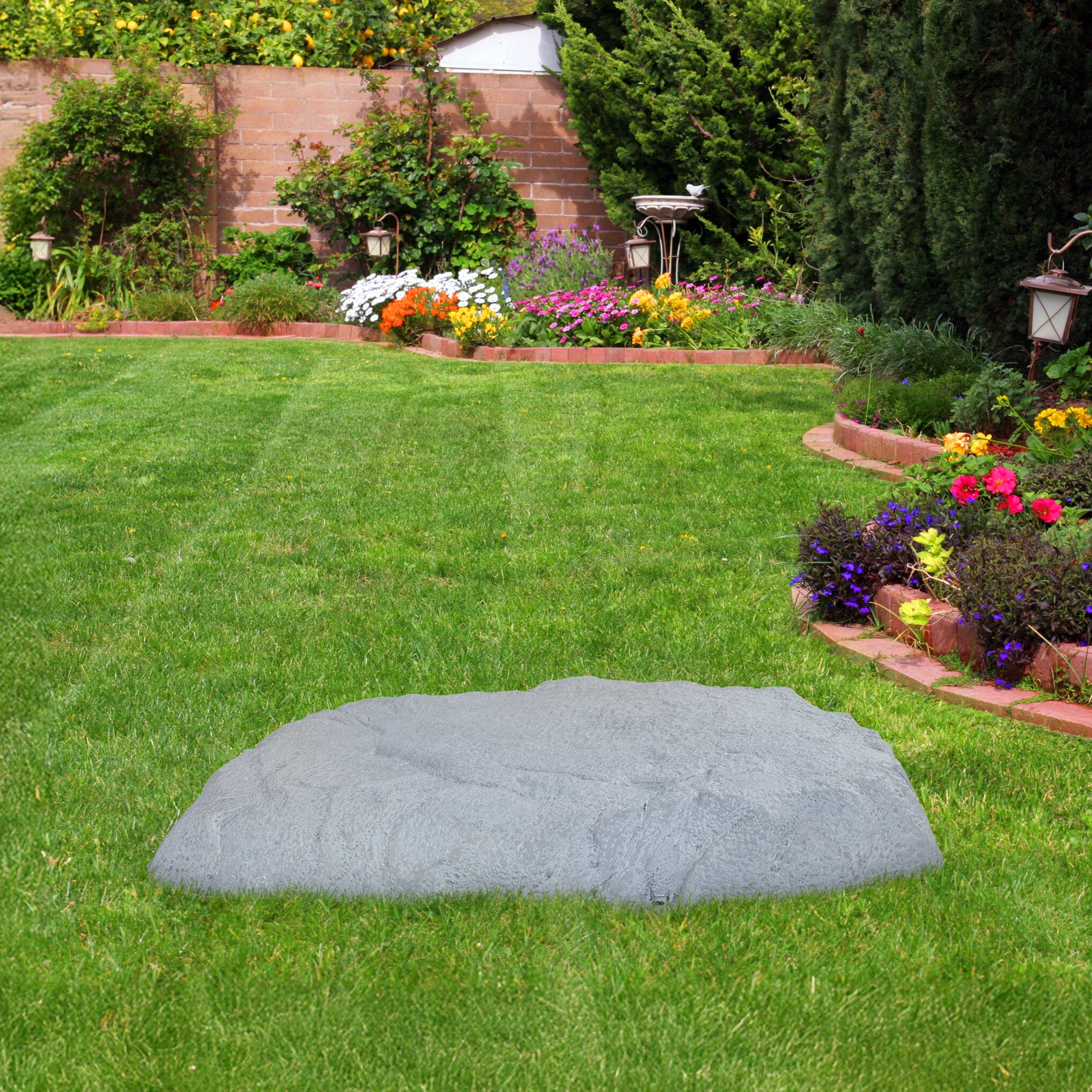 Alt View 9. Sunnydaze - Set of 2 Flat Artificial Landscape Rocks with Stakes - Gray.