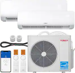 Tosot - 30,000 BTU 2 Zone Mini Split Air Conditioner, 21 SEER2, Heat Pump, WiFi-Enabled Ductless Inverter, 230V, Cosmo Series - White