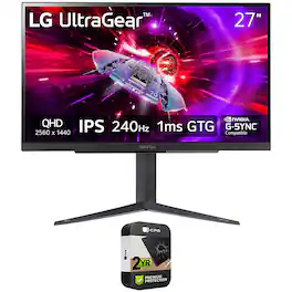 LG - 27 UltraGear QHD 1ms 240Hz Gaming Monitor with 2 Year Warranty