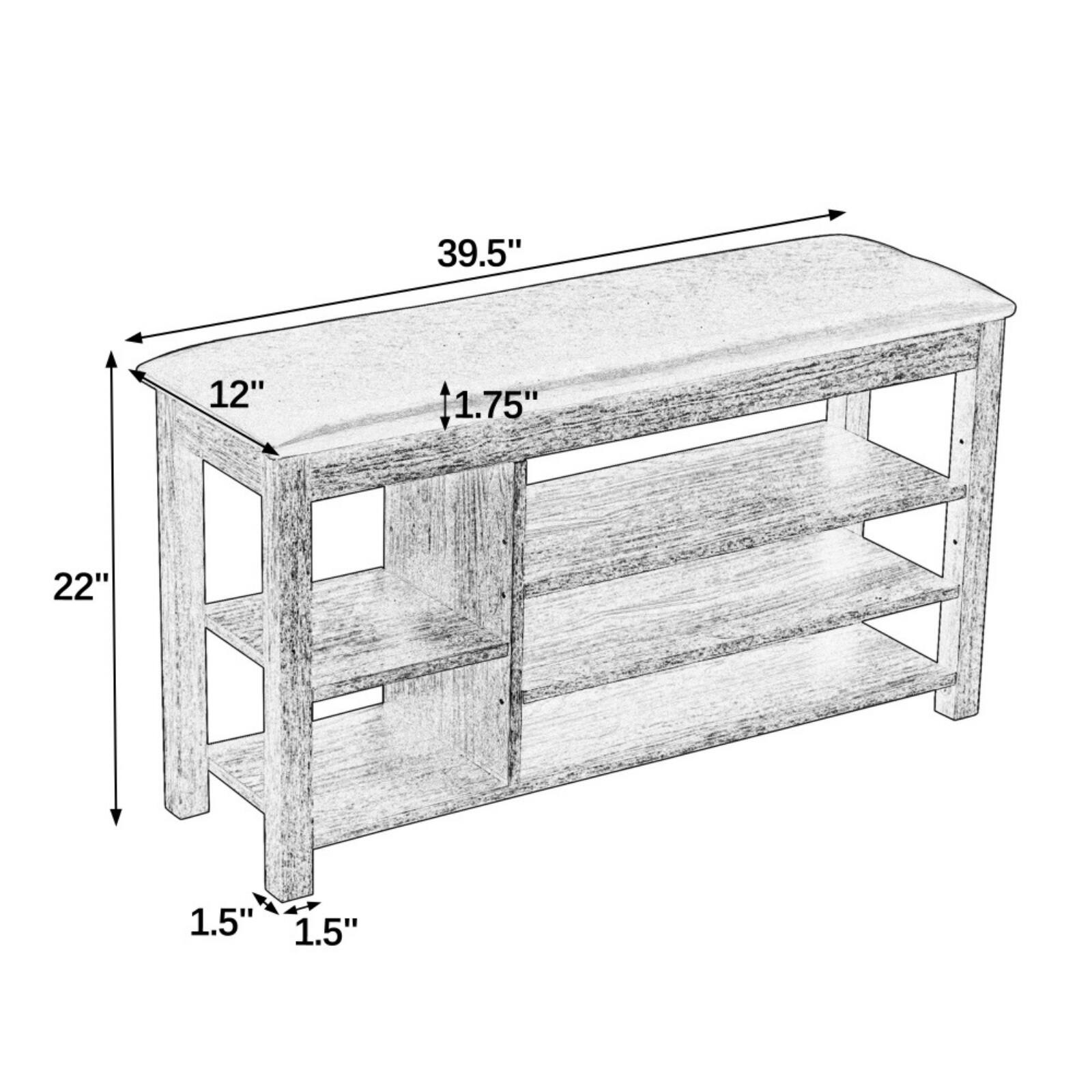 39.5" x 12" x 1.75"  
22" x 1.5" x 1.5"