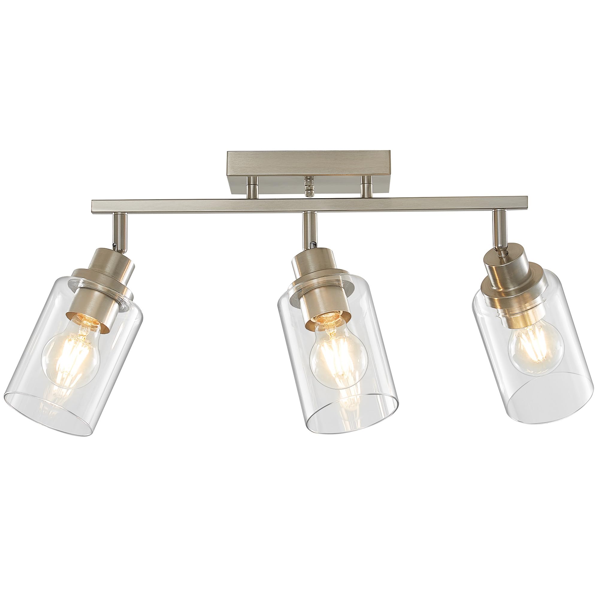 Front. Earthley Blooms - Brushed Nickel Track Lighting Kit With Clear Glass Modern Light Fixtures Flush Ceiling Mounted Tracking Van - Brushed Nickel 3-Light.