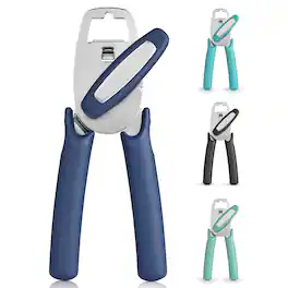 Zulay Kitchen - Heavy-Duty Manual Can Opener with Soft Grip Handles & Built-In Bottle Opener - Blue