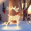 Front. Costway - 4.4FT Lighted Standing Reindeer Christmas Decoration Pre-Lit 120 LED Bulbs - Bright.