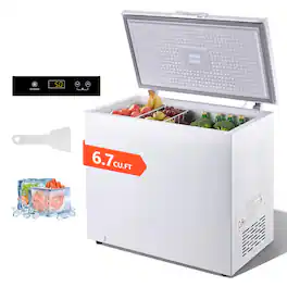 VEVOR - Chest Freezer, 6.7 Cu.ft Compact Deep Freezer, Free Standing Top Open Door Chest Freezers with 2 Removable Baskets - White