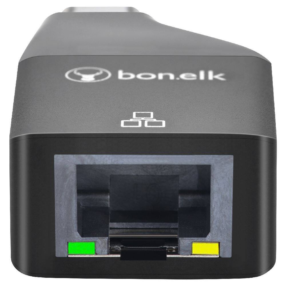 Angle. Bonelk - Bonelk Compact USB-C to Gigabit Ethernet Adapter - Black - Black.