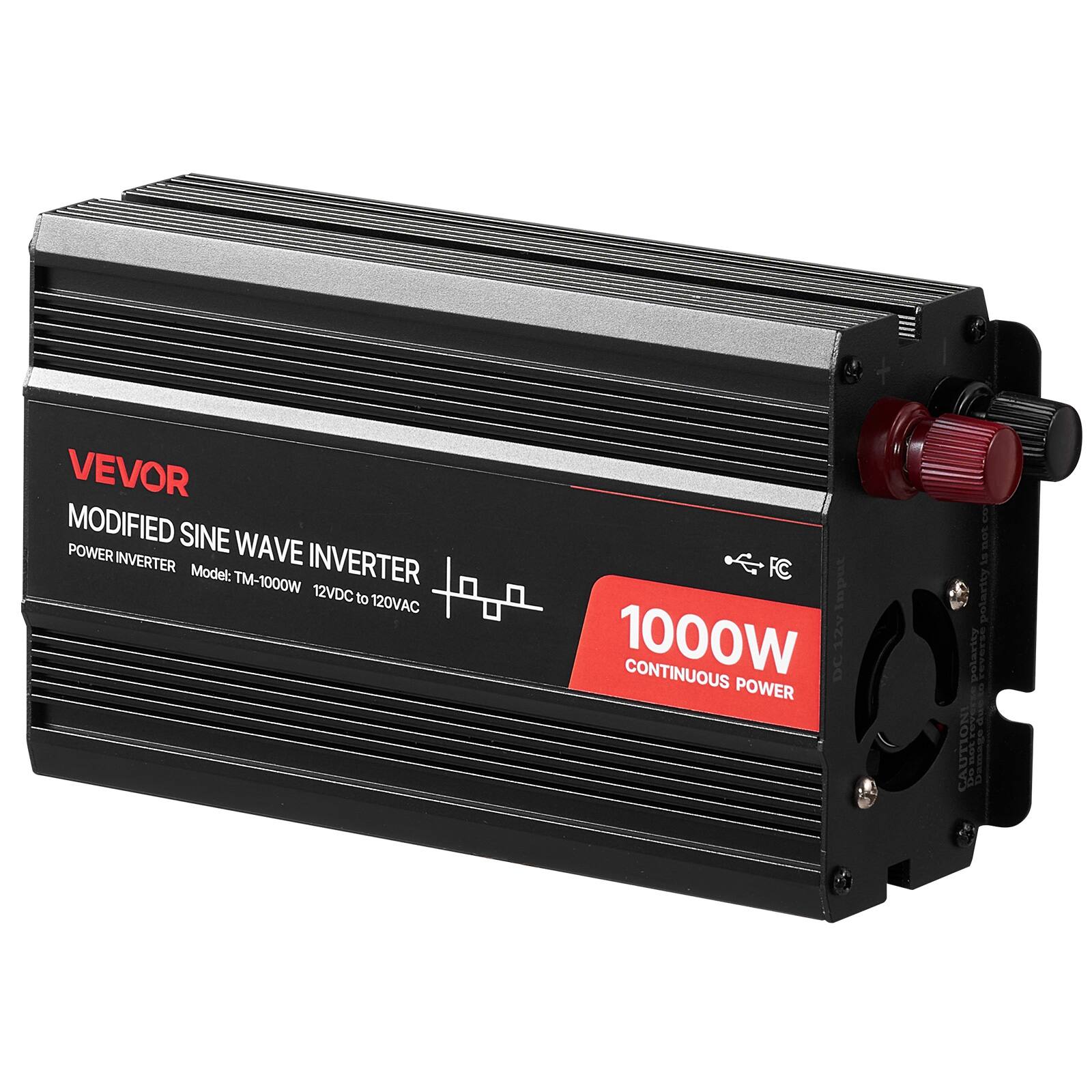 VEVOR MODIFIED SINE WAVE POWER INVERTER  
Model: TM-1000W  
12VDC to 120VAC  
FC 1000W 12v CONTINUOUS POWER DC  
CAUTION  
polarity polarity Damage due