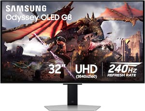 Samsung - 32" Odyssey OLED G8 (G80SD) 4K UHD 240Hz 0.03ms Smart Gaming Monitor with HDR - Silver