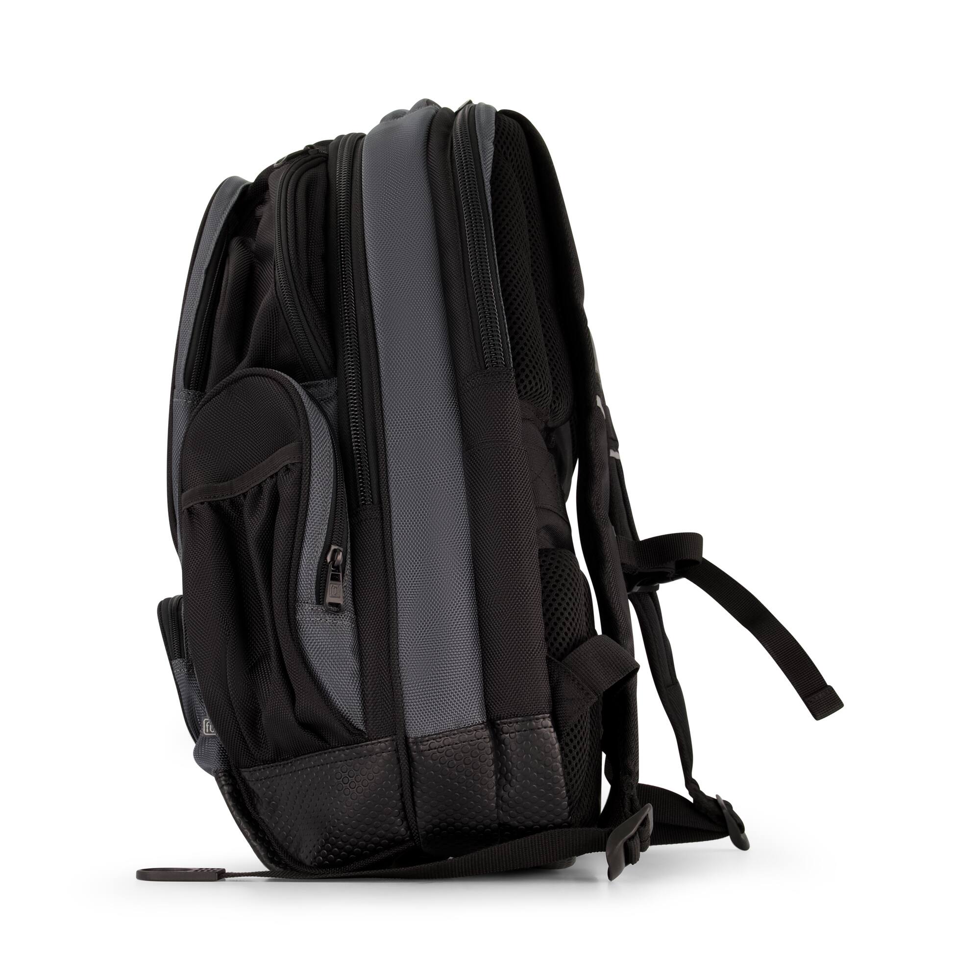 Alt View 1. Ful - Big Easy Water Resistant 17" Backpack - Black/ Grey.