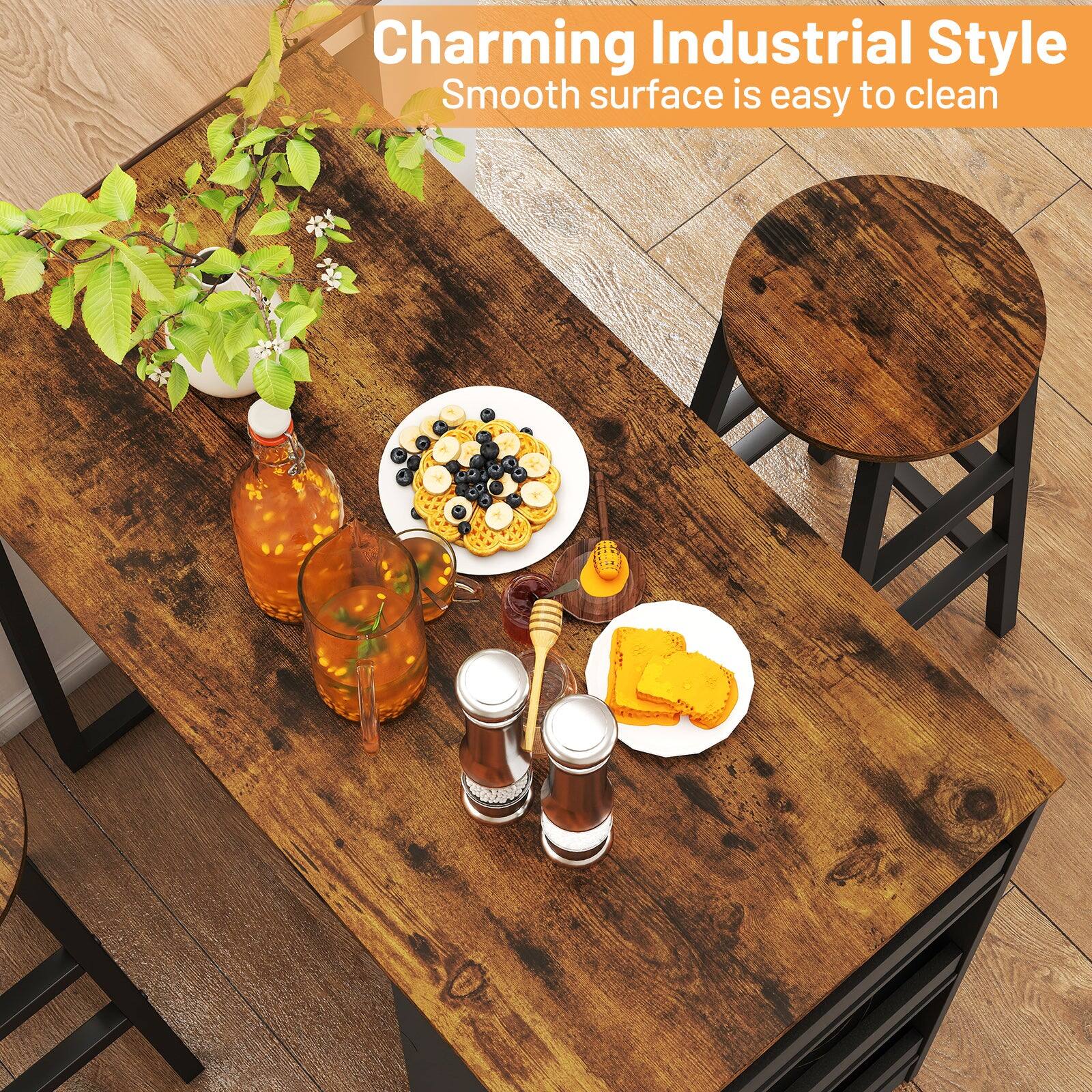 Charming Industrial Style  
Smooth surface is easy to clean