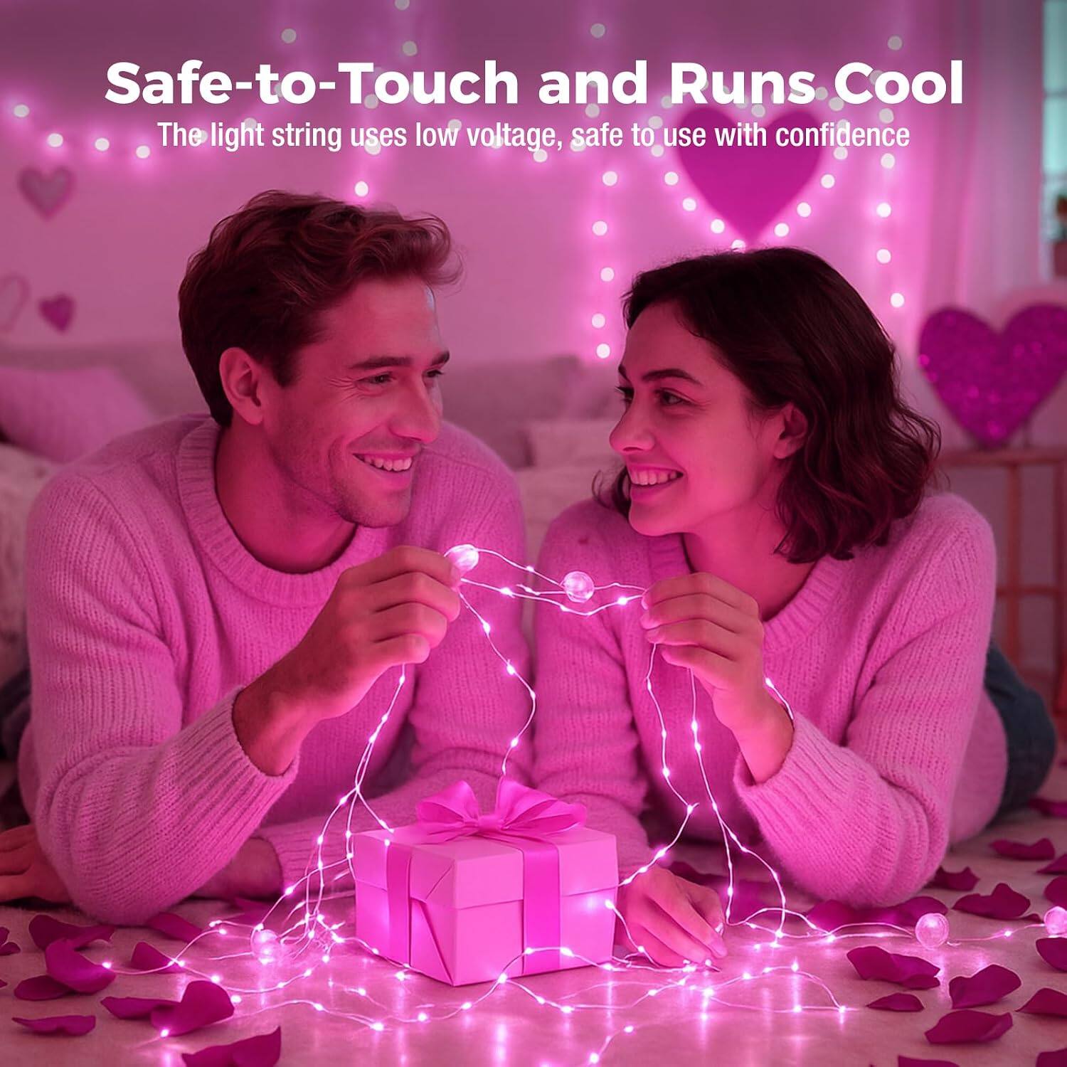 Safe-to-Touch and Runs Cool  
The light string uses low voltage, safe to use with confidence