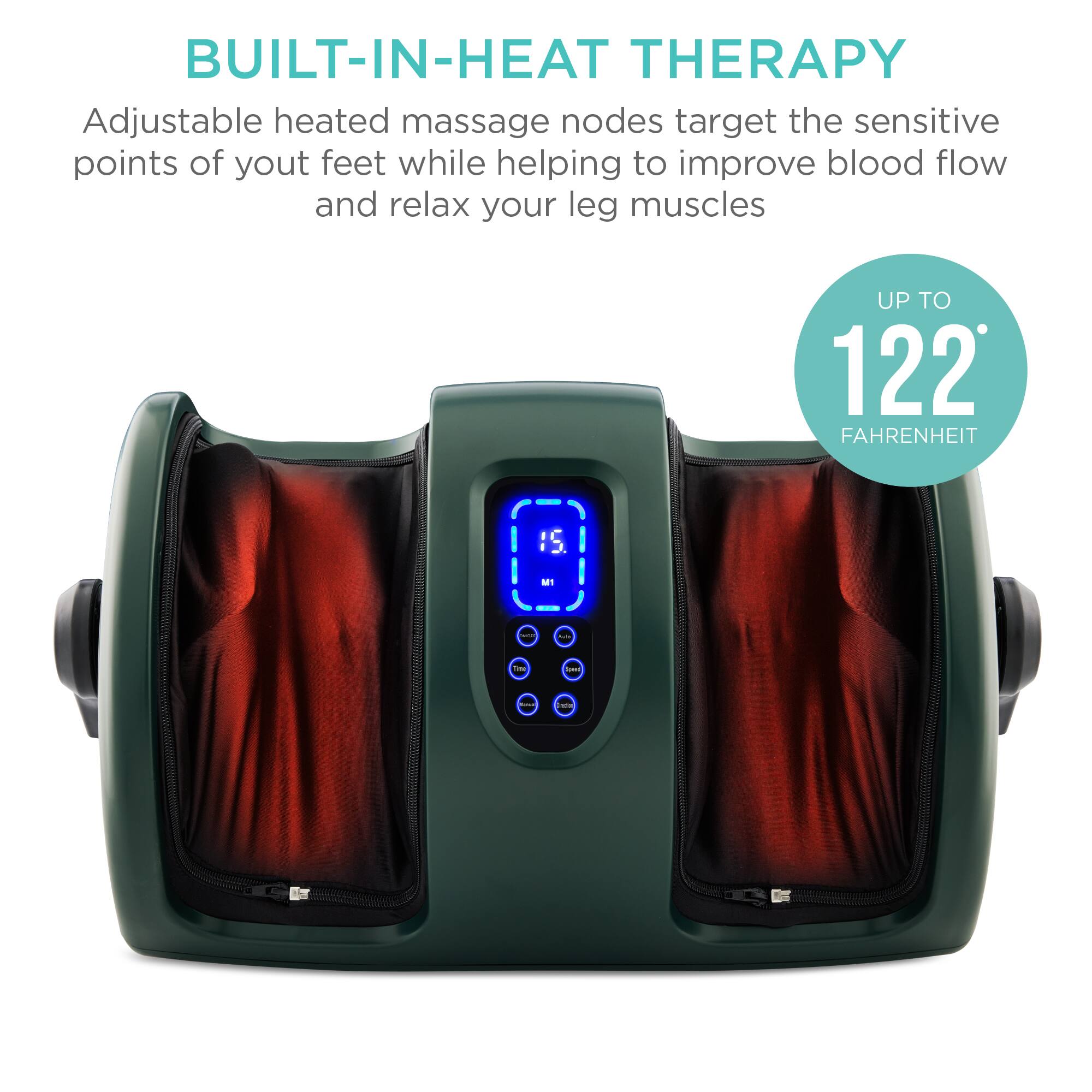 BUILT-IN-HEAT THERAPY

Adjustable heated massage nodes target the sensitive points of your feet while helping to improve blood flow and relax your leg muscles. UP TO 122 FAHRENHEIT.