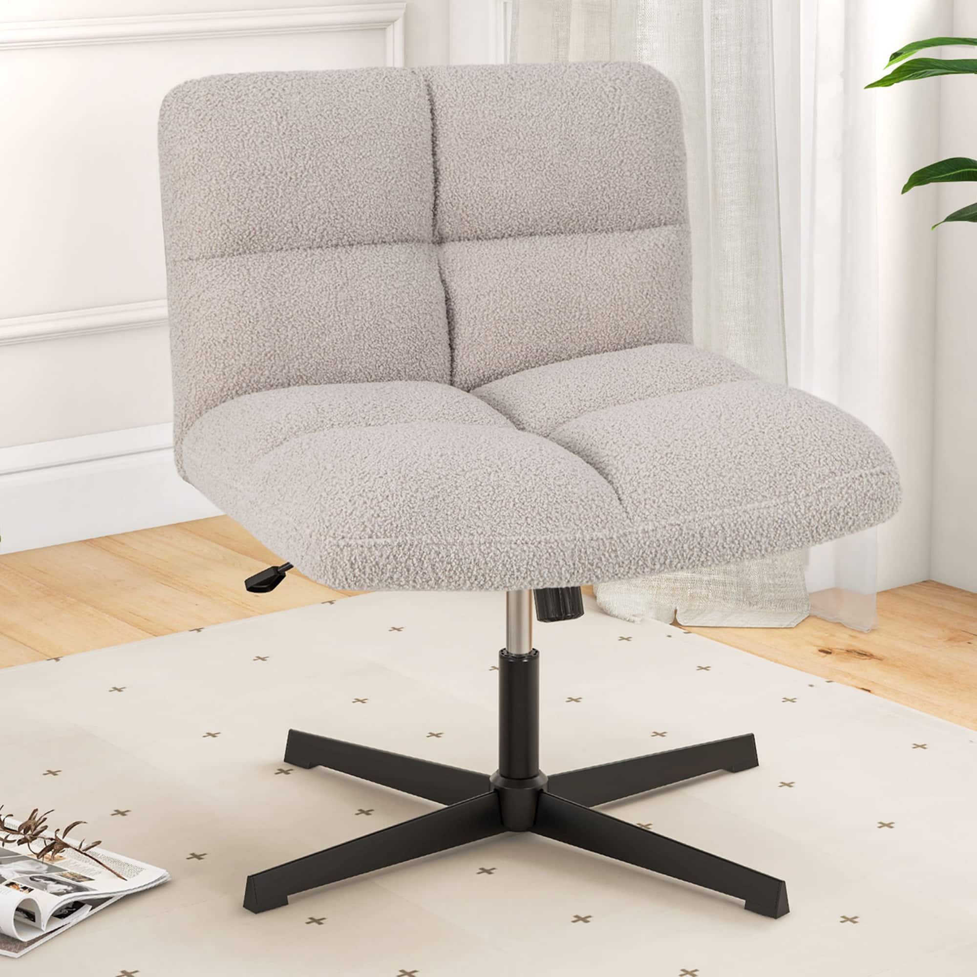 Angle. Costway - Modern Armless Swivel Office Chair with Adjustable Height - Grey.