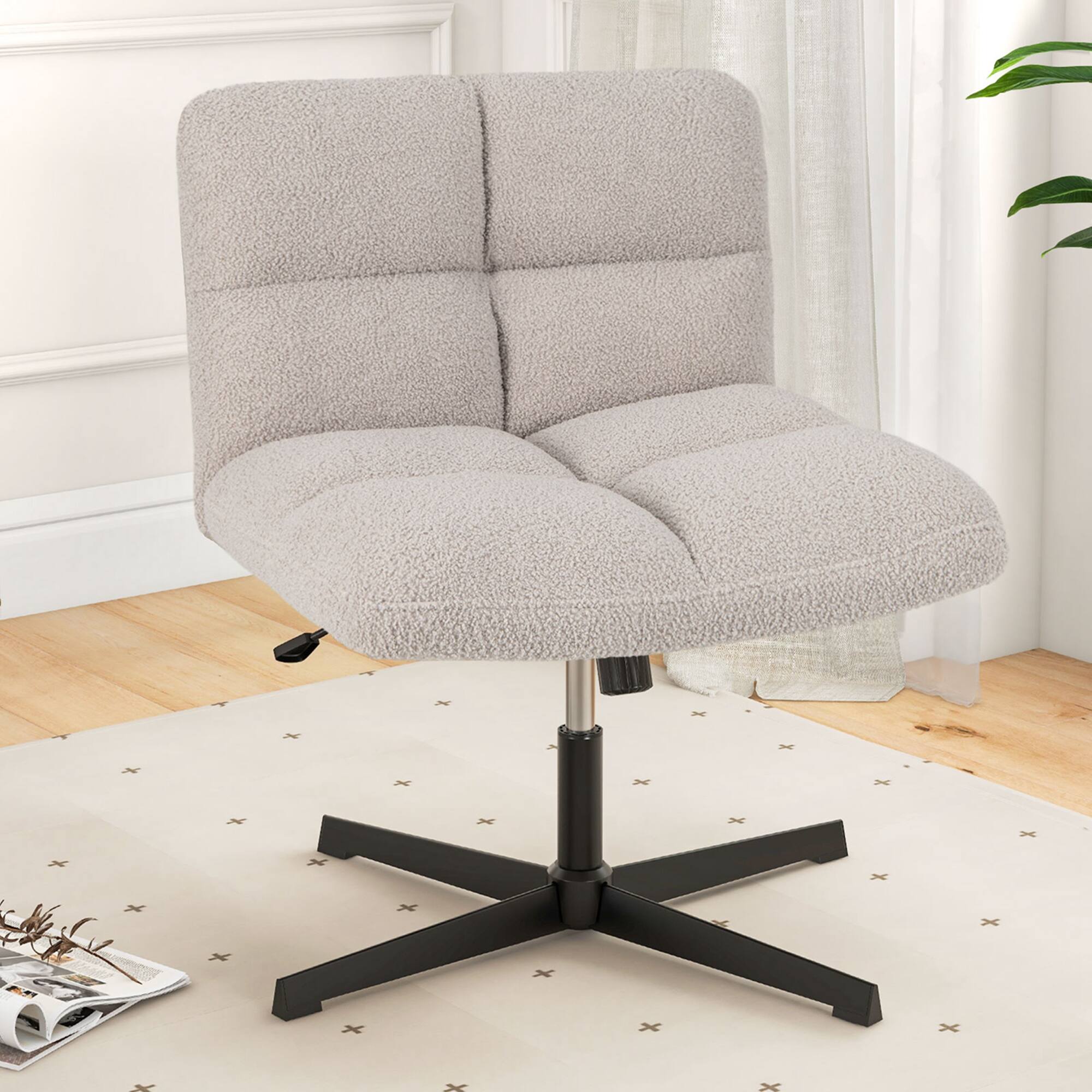 Angle. Costway - Modern Armless Swivel Office Chair with Adjustable Height - Grey.