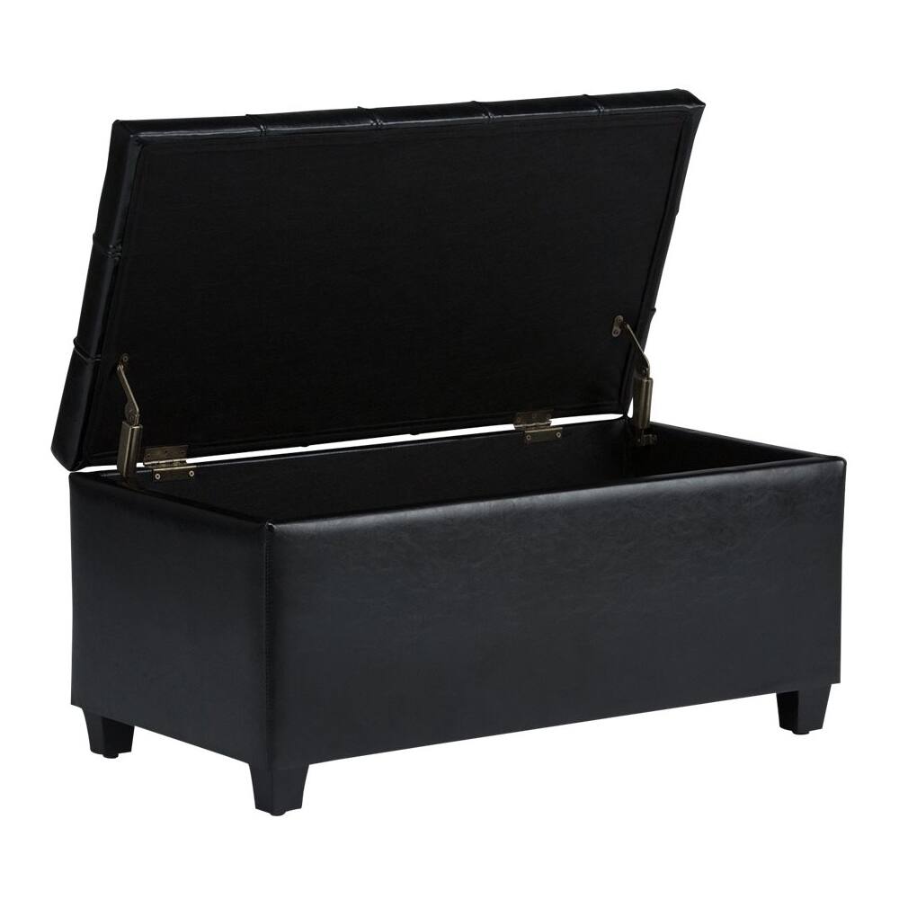 Left. Simpli Home - Sienna Storage Ottoman Bench - Midnight Black.
