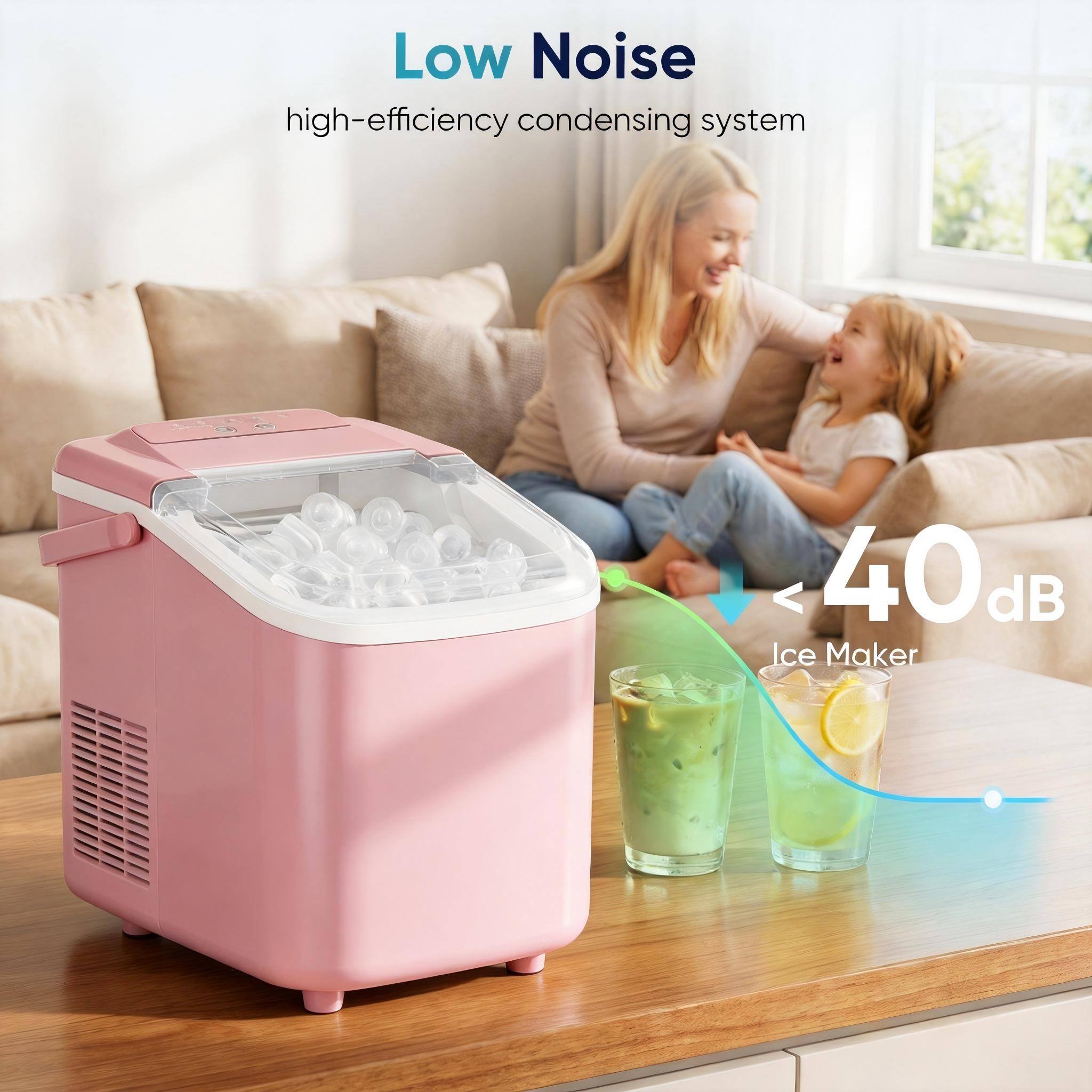 Low Noise  
high-efficiency condensing system  
< 40 dB Ice Maker