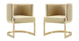 Manhattan Comfort - Aura Modern Metal Velvet Dining Chair - Set of 2 - Sand