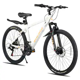 HILAND - BAMCBASE Mountain Bike 27.5 inch, 21-Speed Aluminum Alloy MTB with Suspension Fork, Bicycle Men Women Adults - White