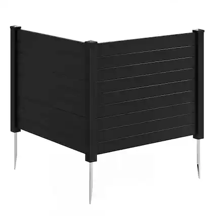 Front. Costway - 48"L x 37.5"H Air Conditioner Fence Screen Panel Kit w/ 20" Long Stakes - Black.