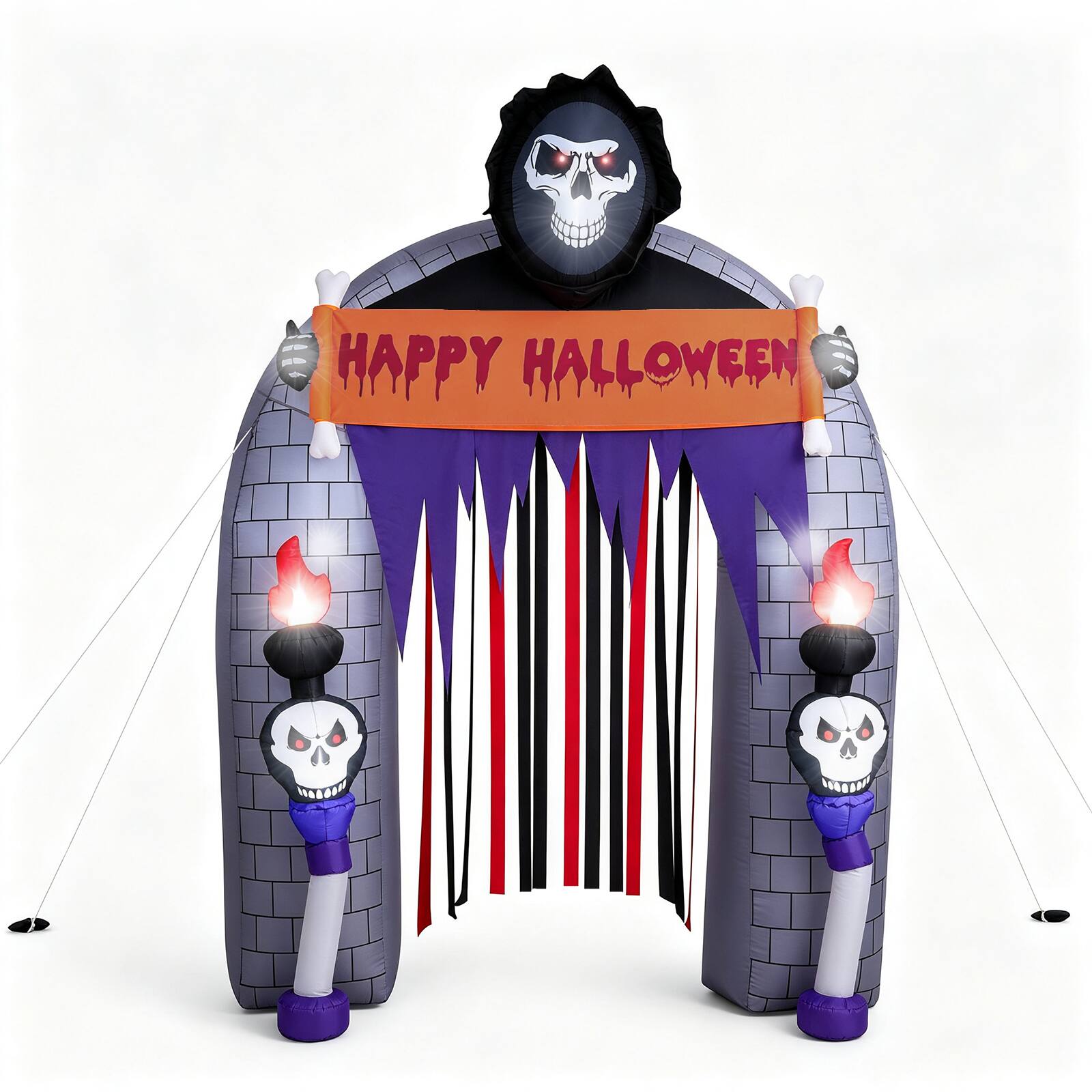 Costway - 8.5 FT Halloween Haunted Reaper Archway with Built-in LED Lights for Yard Garden - Multicolor
