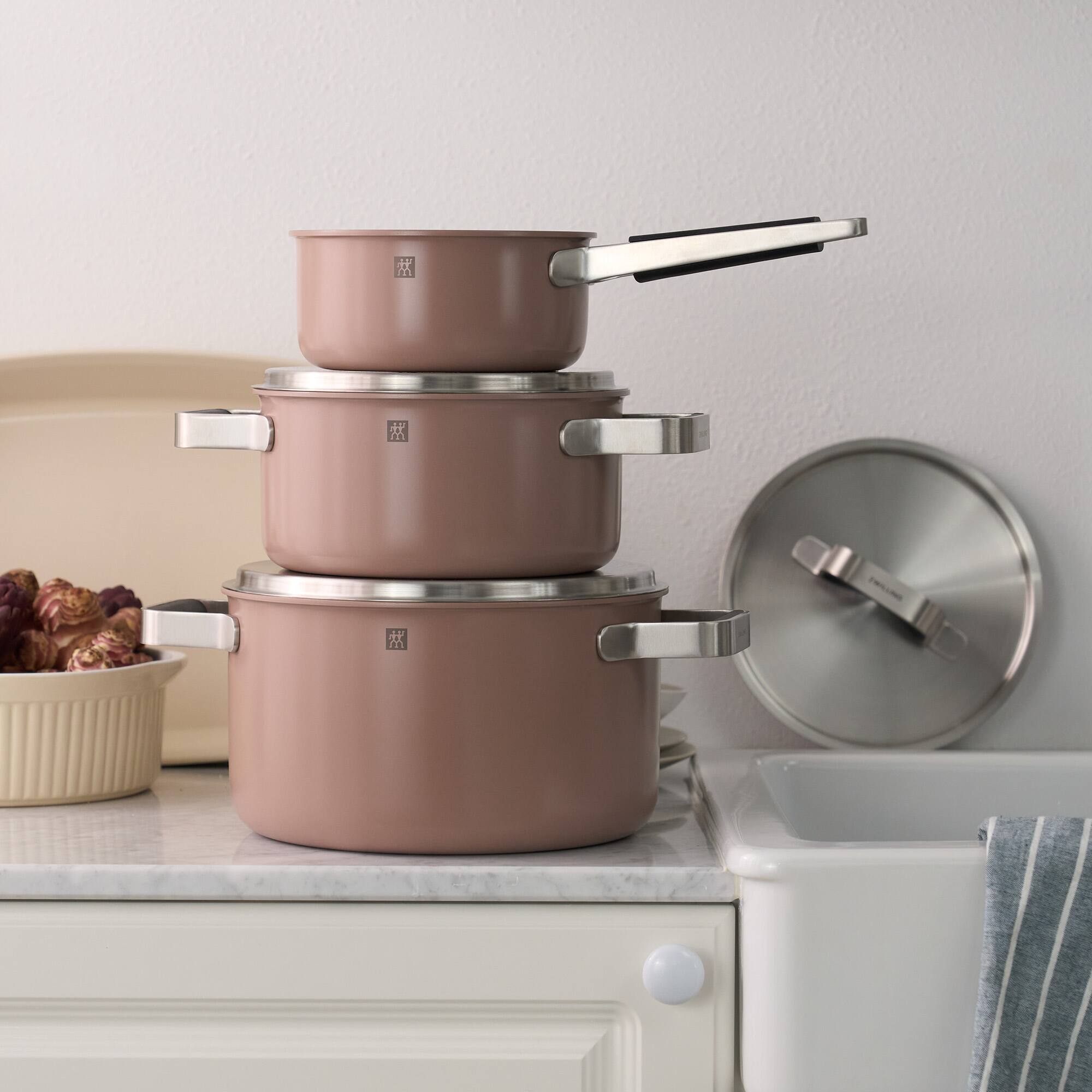 Alt View 1. ZWILLING - ZWILLING Pure 6-pc Stainless Steel Cookware Set, Rose - Rose Gold.