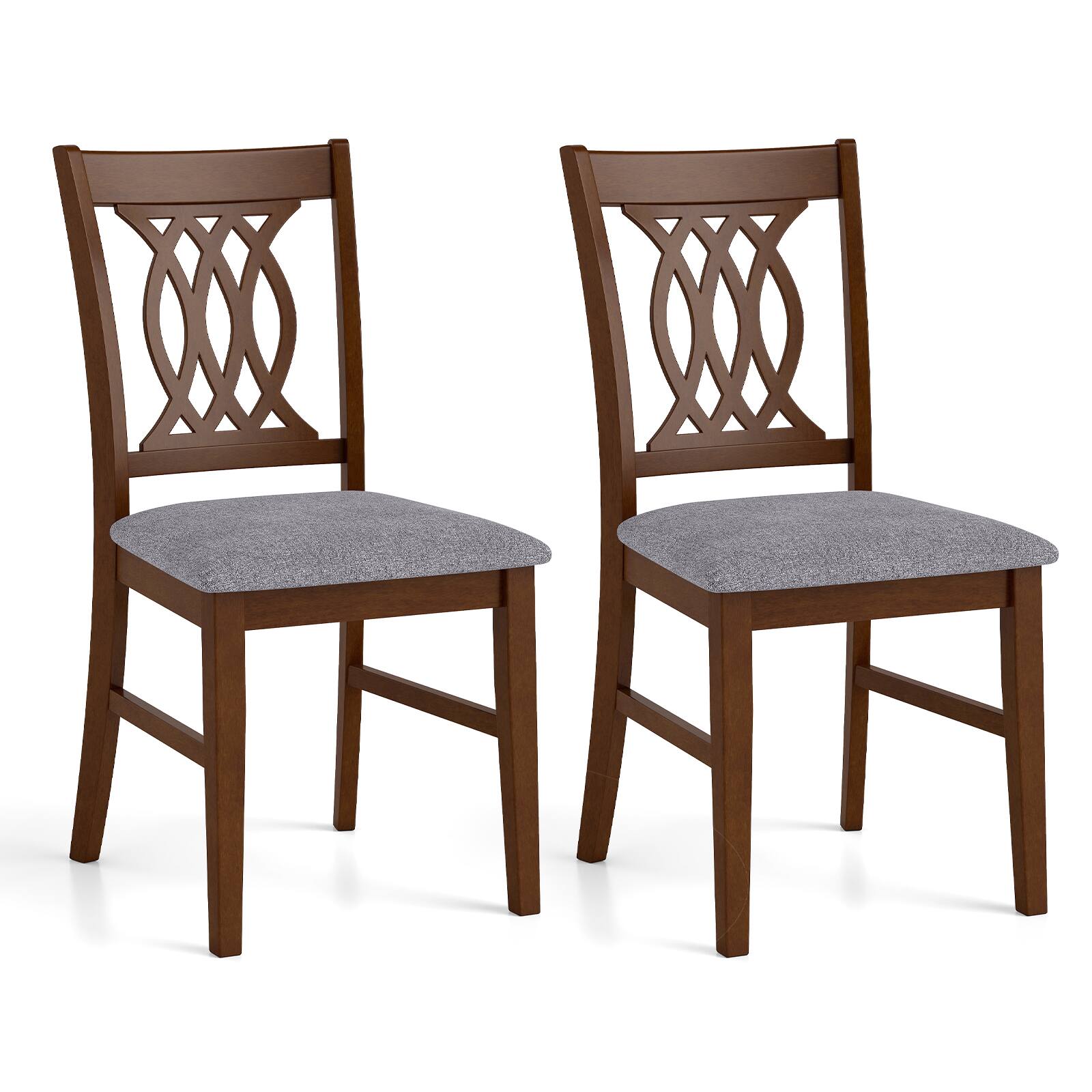 Alt View 9. Gymax - Gymax Dining Chairs Set of 4 w/Padded Seat Hollowed Backrest & Rubber Wood Frame - Brown.