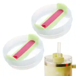 Unique Bargains - 2pcs 40oz Travel Tumbler Lid Replacement for Stanley Cup, Spill Proof Splash Resistant (Milk White) - Green/Rose Red