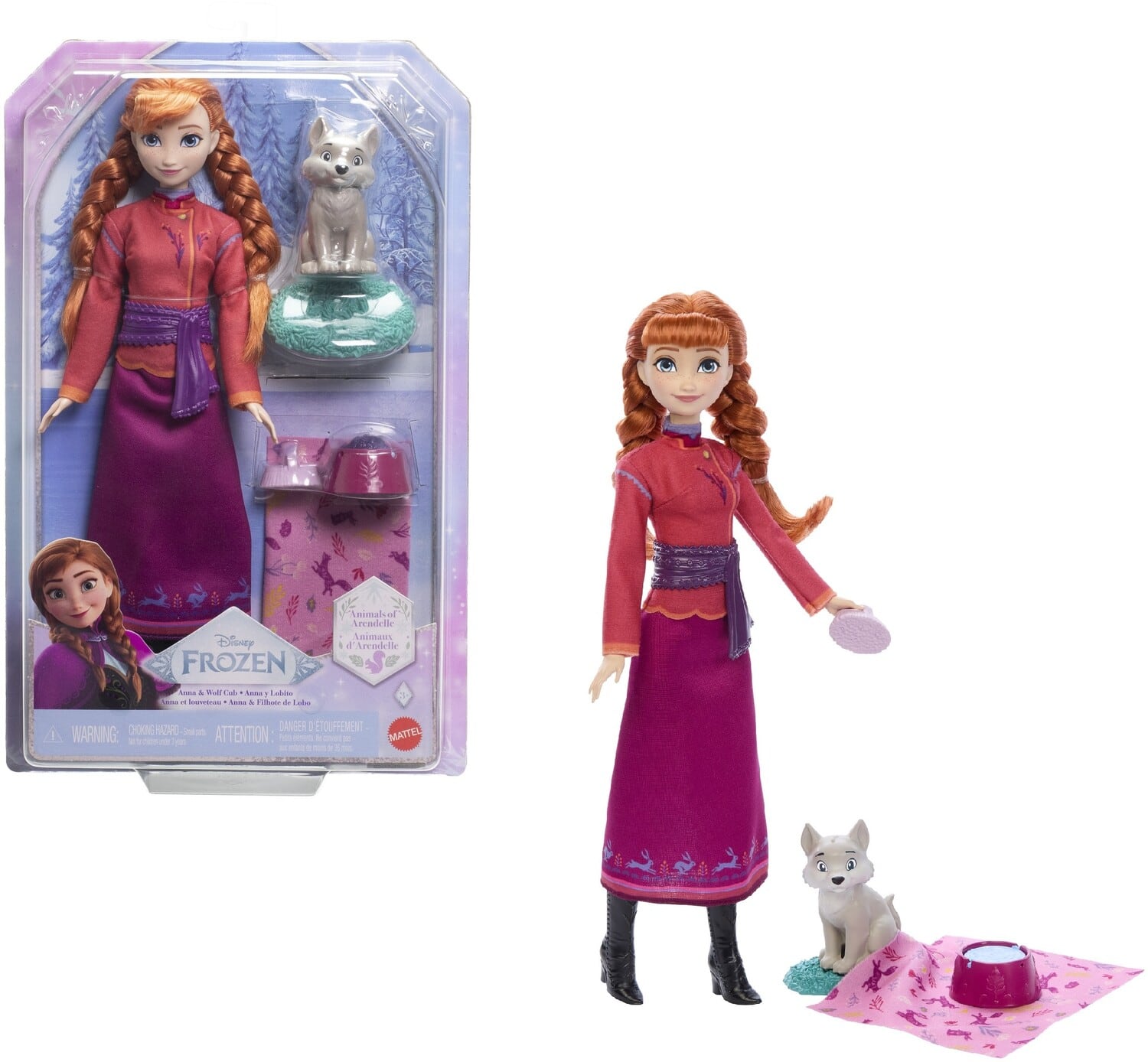 Mattel - Disney Frozen Anna Doll & Wolf Cub Set - COLLECTIBLES - Multicolor