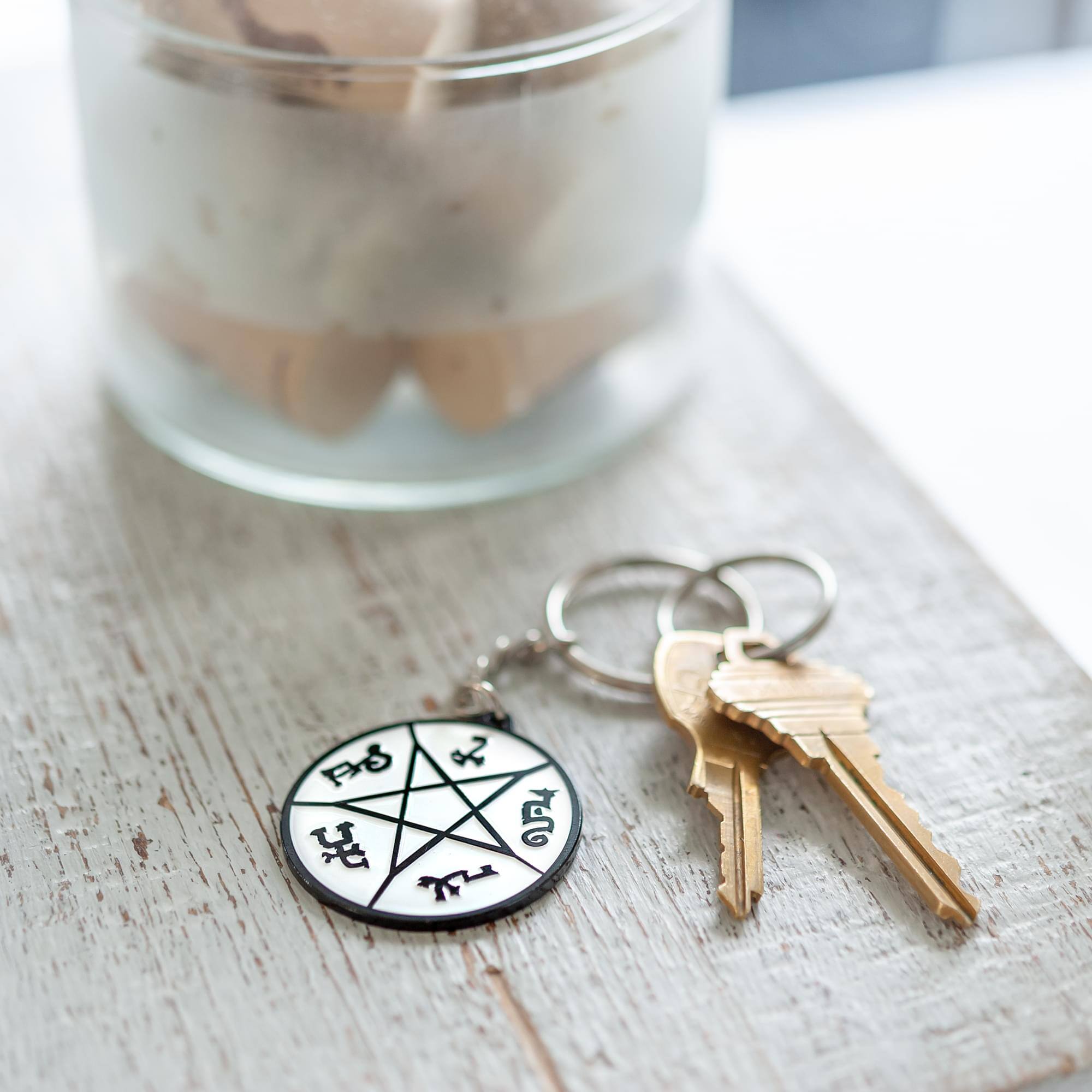 Alt View 4. Just Funky - Supernatural Devil's Trap Soft Enamel/Metal Key Chain - Black.