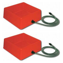 Farm Innovators - 1.25 Gallon 60W Electric Heated Pet Water Bowl, (2 Pack) - Red