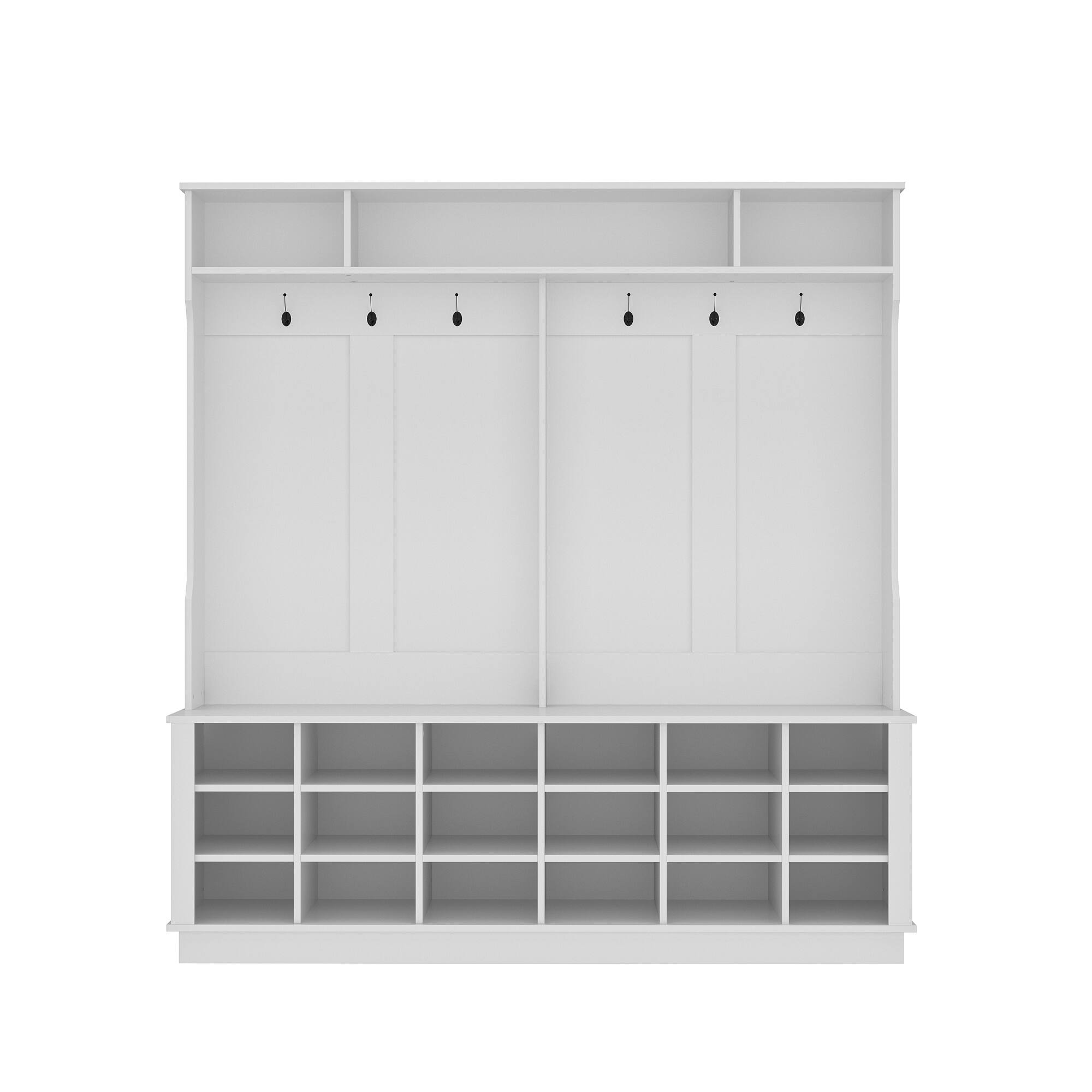 Alt View 8. FUFU&GAGA - Large Multi Functional Entryway Organizer with Shoe Rack Bench Shelves and Hooks for Spacious Hallway Storage - White.