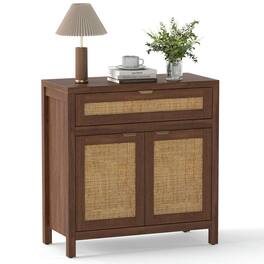 Kadyn - Sideboard Cabinet with Woven Rattan Doors and a Front Drawer - Brown
