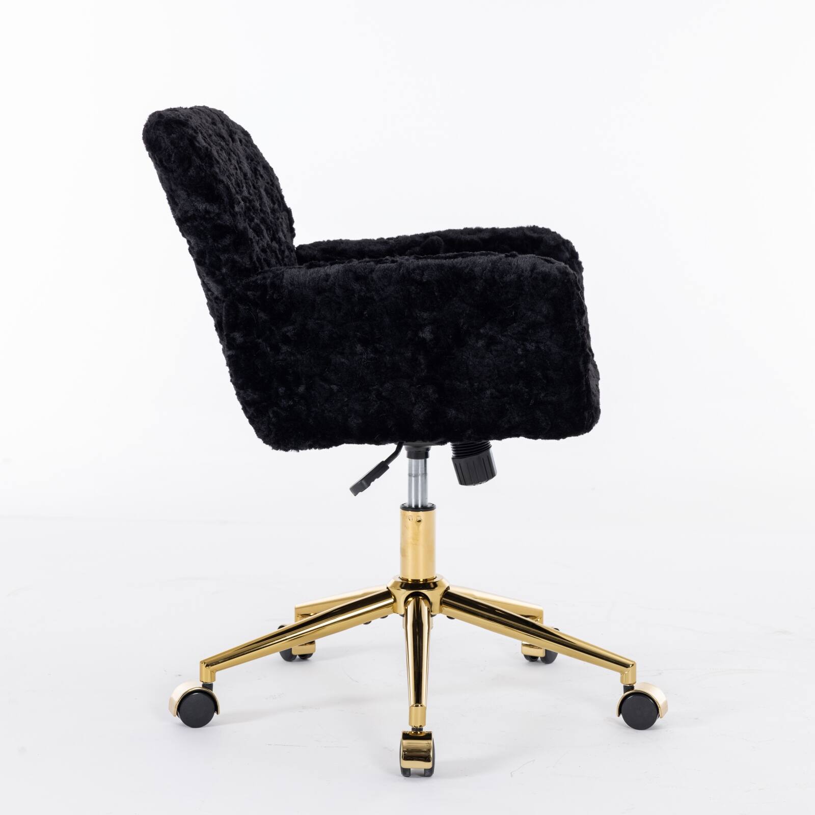 Alt View 2. GOODSILO - Premium Adjustable Swivel Office Chair with Golden Metal Base and Plush Velvet Upholstery for Home or Office Use - Black.