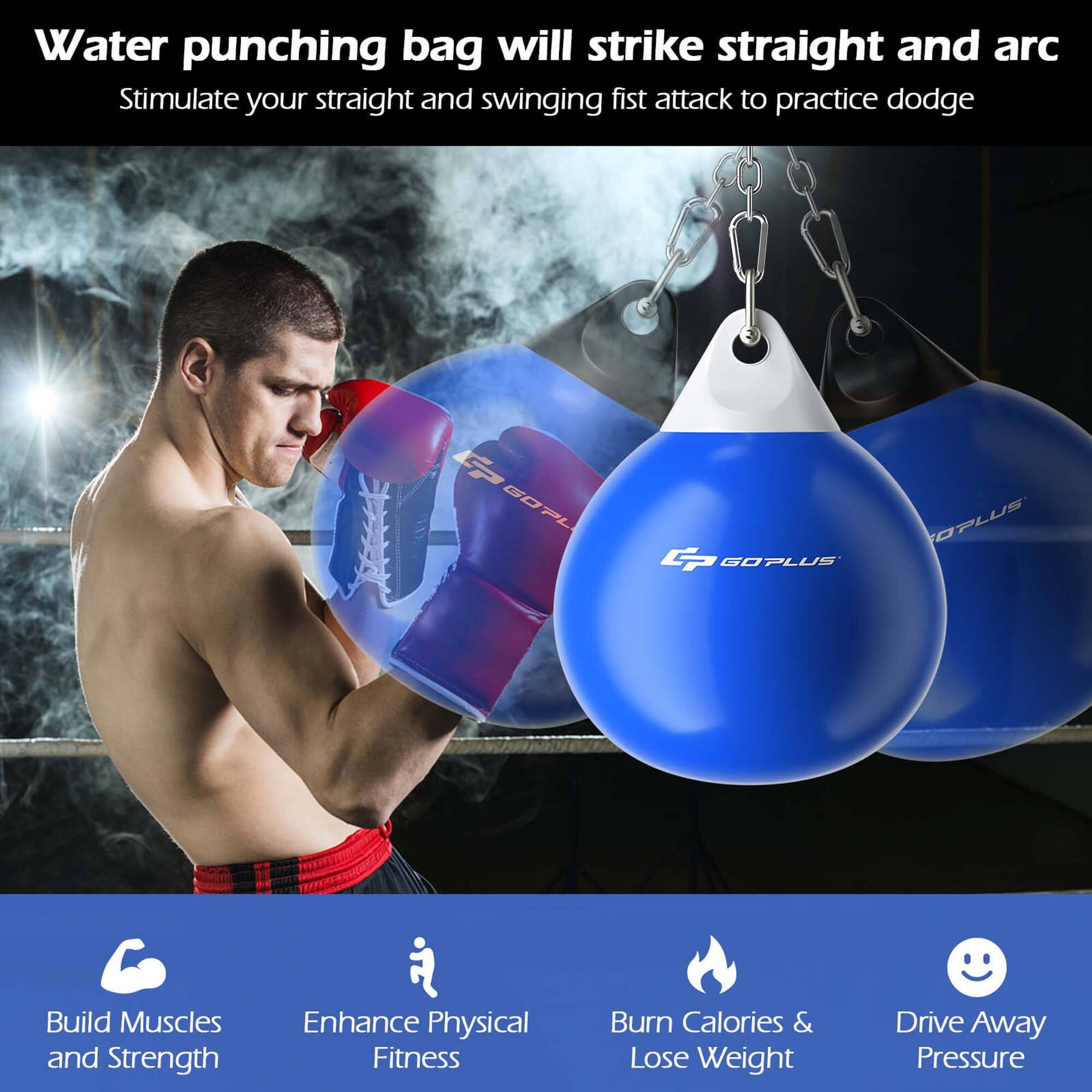 Water punching bag will strike straight and arc  
Stimulate your straight and swinging fist attack to practice dodge  

Build Muscles and Strength  
Enhance Physical Fitness  
Burn Calories & Lose Weight  
Drive Away Pressure
