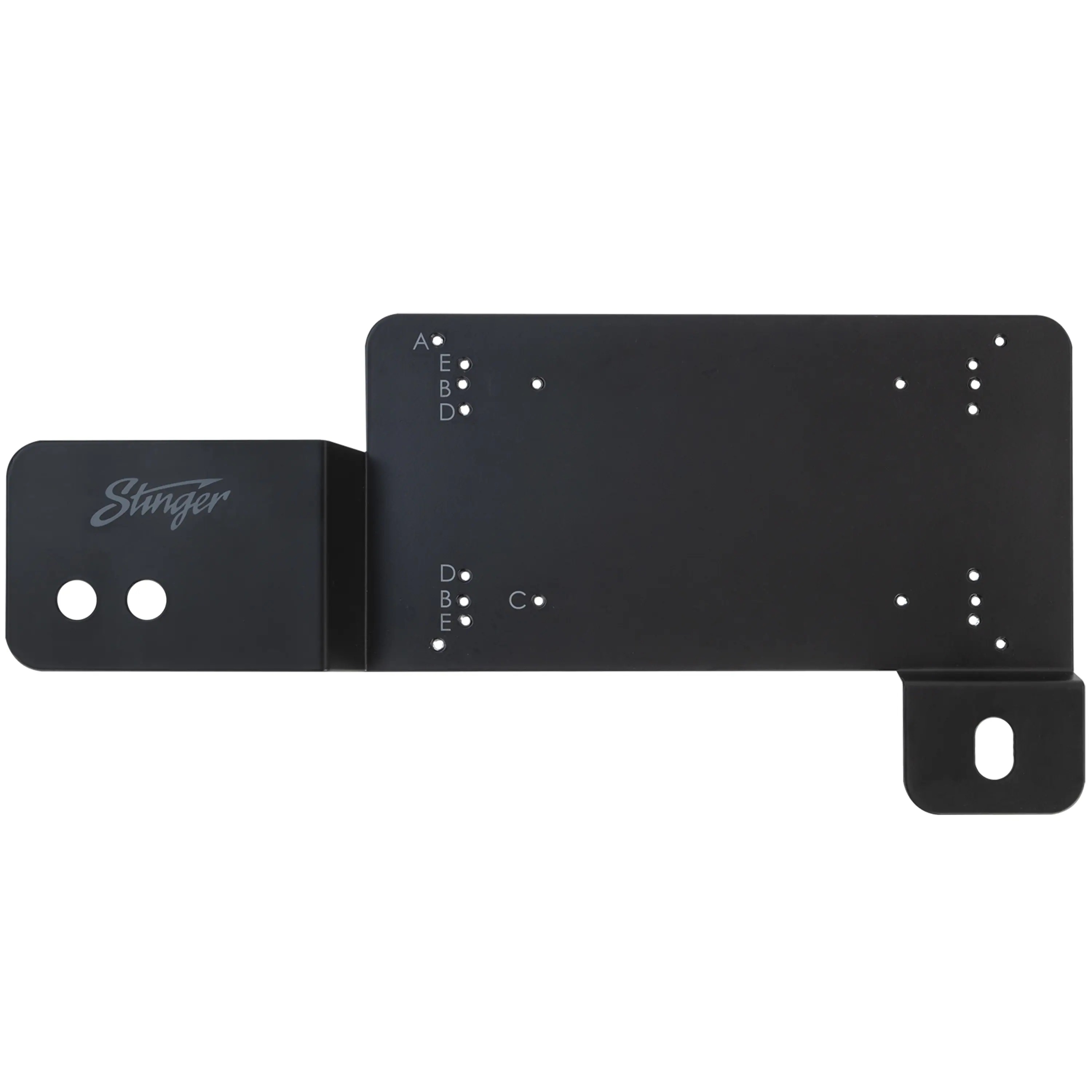 Front. Stinger - Driver Side Under-Seat Amplifier Mounting Bracket for Select Ford Bronco Vehicles - Black.