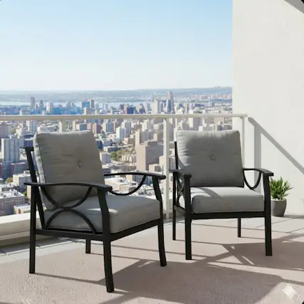 Front. Anysun - Modern Clean Minimalistic Design Metal Armchair with High-Density Foam Cushions, Set of 2 - Black.