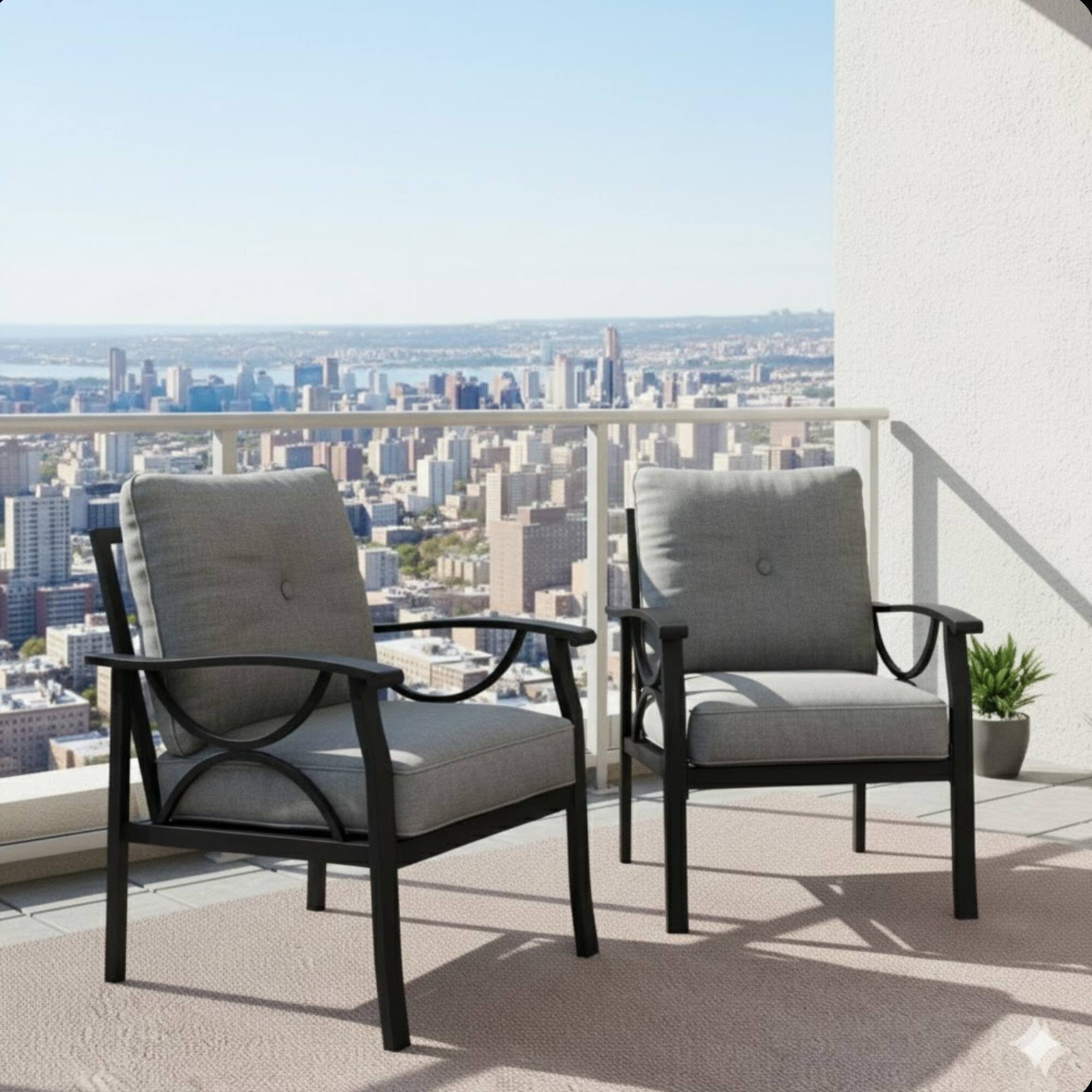 Front. Anysun - Modern Clean Minimalistic Design Metal Armchair with High-Density Foam Cushions, Set of 2 - Black.