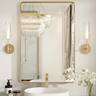 PAIHOME - Refined Gold Stainless Steel Rectangular Wall Mirror - 304 Stainless Steel Bathroom Mirrors Modern Mirror - Gold-16x24 Inch