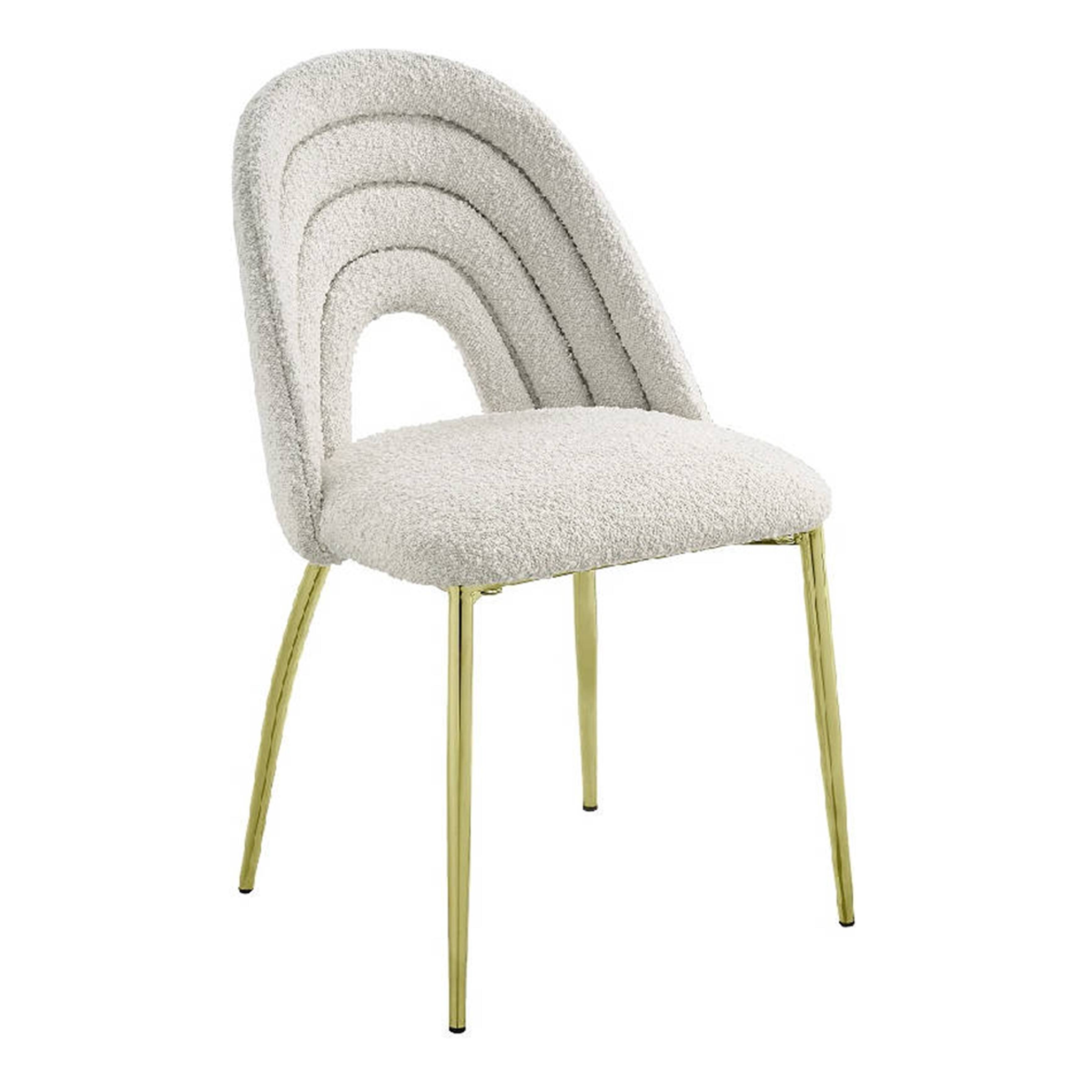 Alt View 1. Manhattan Lane - Inch 25 Inch Side Dining Chair Set of 2, White Teddy Sherpa - White, Gold.