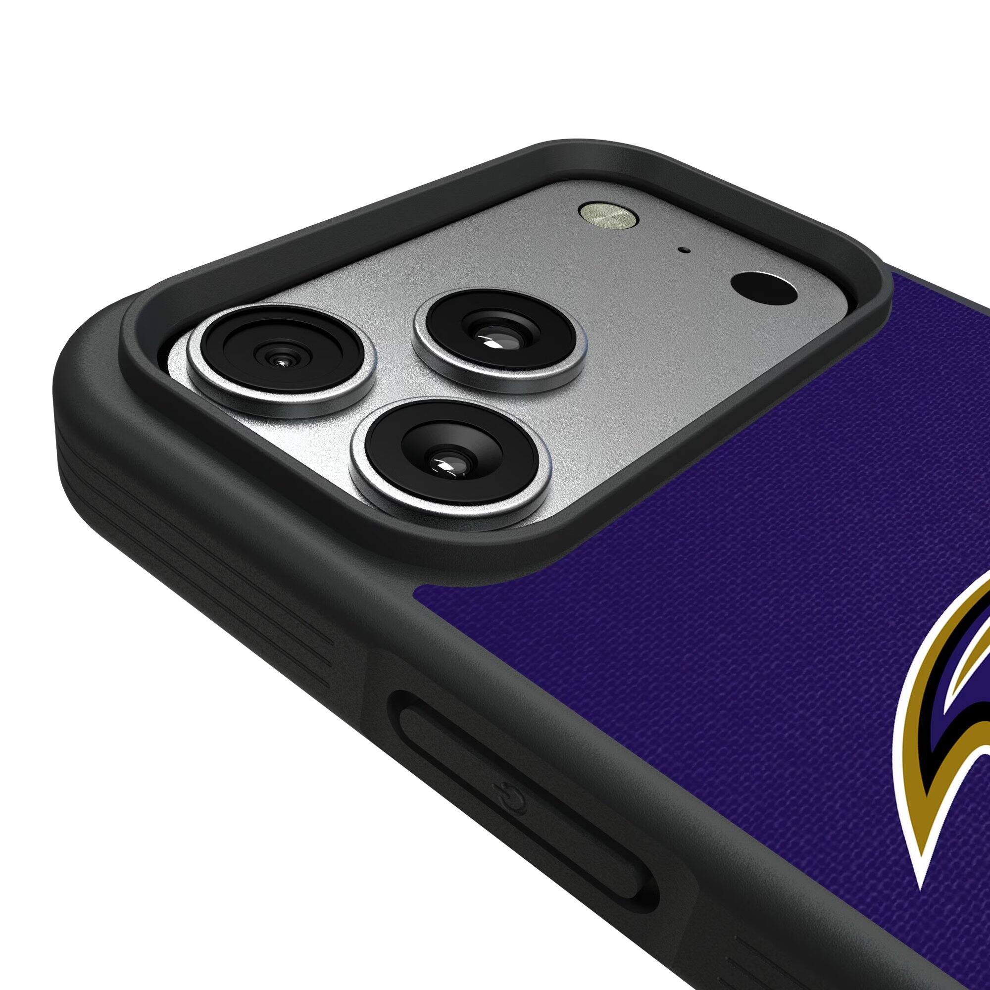 Alt View 2. Keyscaper - Baltimore Ravens iPhone Stripe Design Bump Case - 16 Pro - Multicolor.
