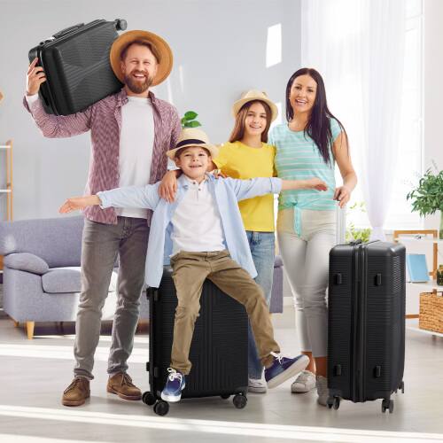 Alt View 8. Winado - 3-in-1 20" 24" 28" Trolley Carry On Luggage Set Spinner Wheels Lightweigh Hardside PP Suitcase Sets with Built-in Lock - Black.