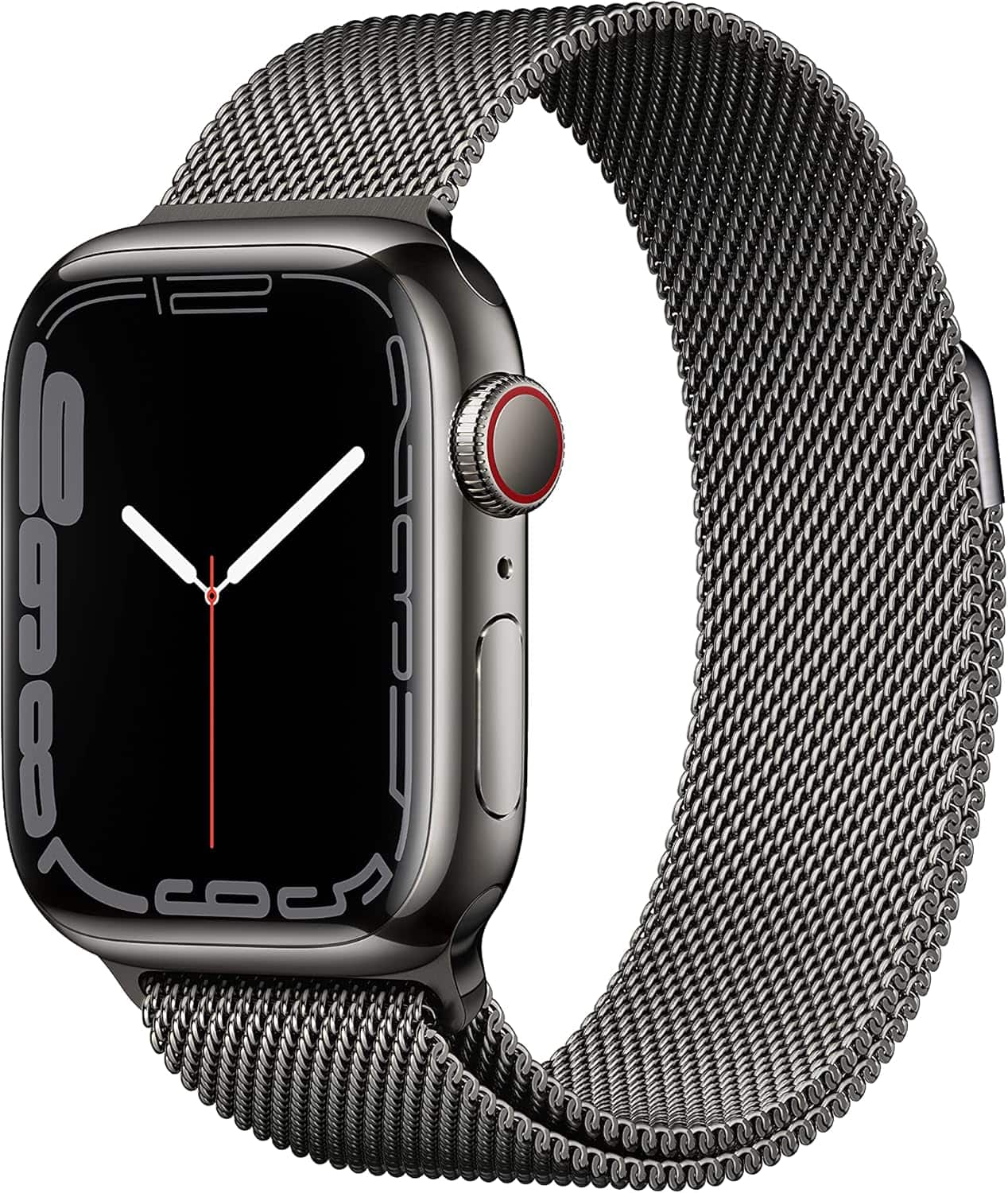 Front. Apple - Watch Series 7 Stainless 45mm A2477 (GPS + Cellular) - Graphite.