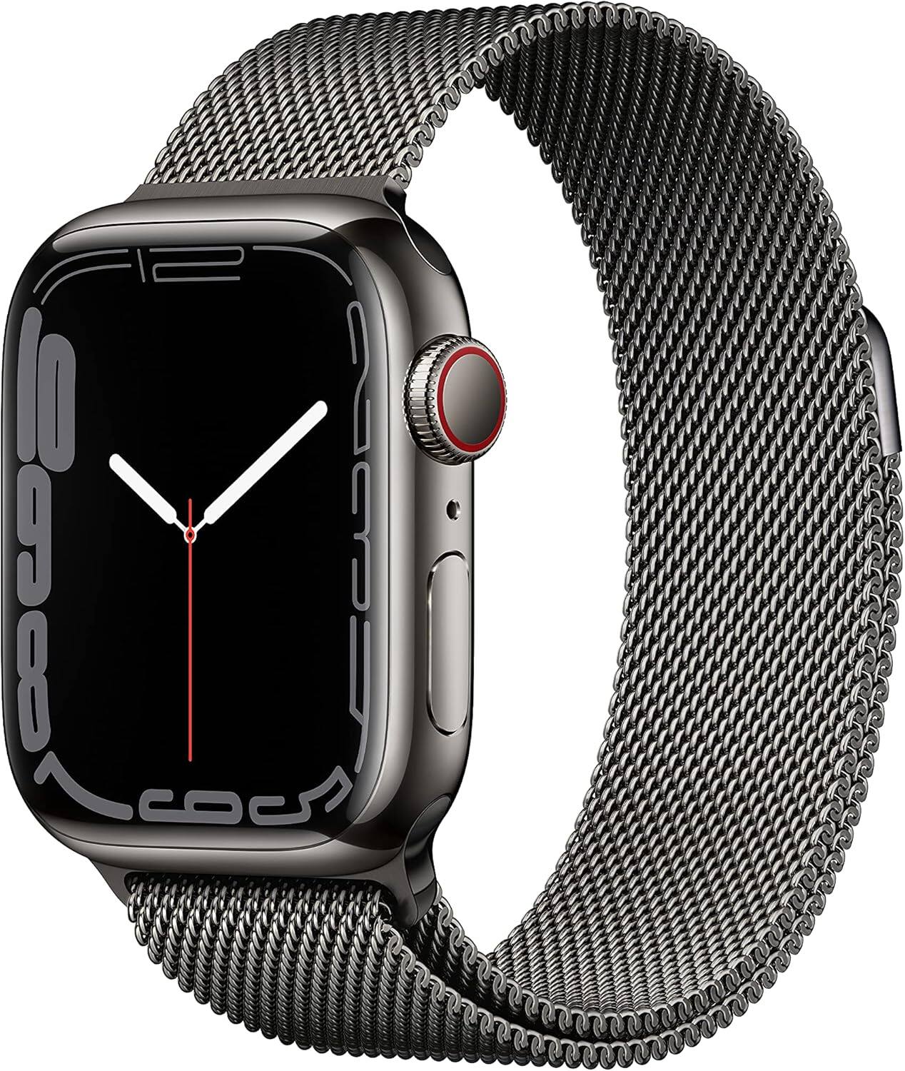 Front. Apple - Watch Series 7 Stainless 45mm A2477 (GPS + Cellular) - Graphite.