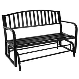 Sunnydaze - 2-Person Steel Outdoor Glider Garden Bench - Black